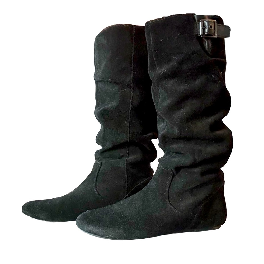 GIANNI BINI Women’s Black Suede Slouch Knee High Fashion